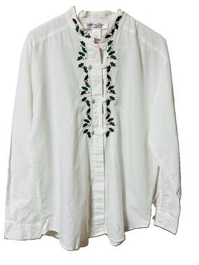 Vintage Laura & Jayne Womens Embroidered long sleeve button up Blouse 10 Flaw